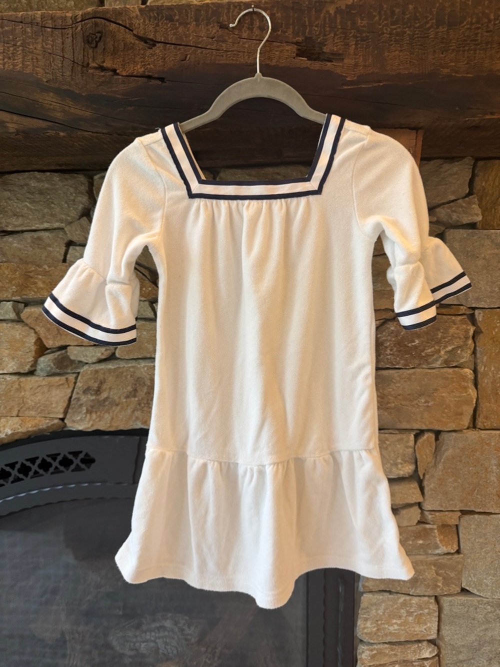 Janie and Jack Girls' White Sailor-Trim Coverup